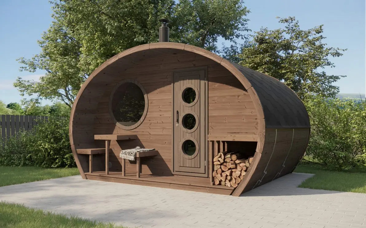 SaunaLife Model G11 (Garden-Series Outdoor Home Sauna Kit -2 Room Sauna - Up to 8 Persons) SaunaLife