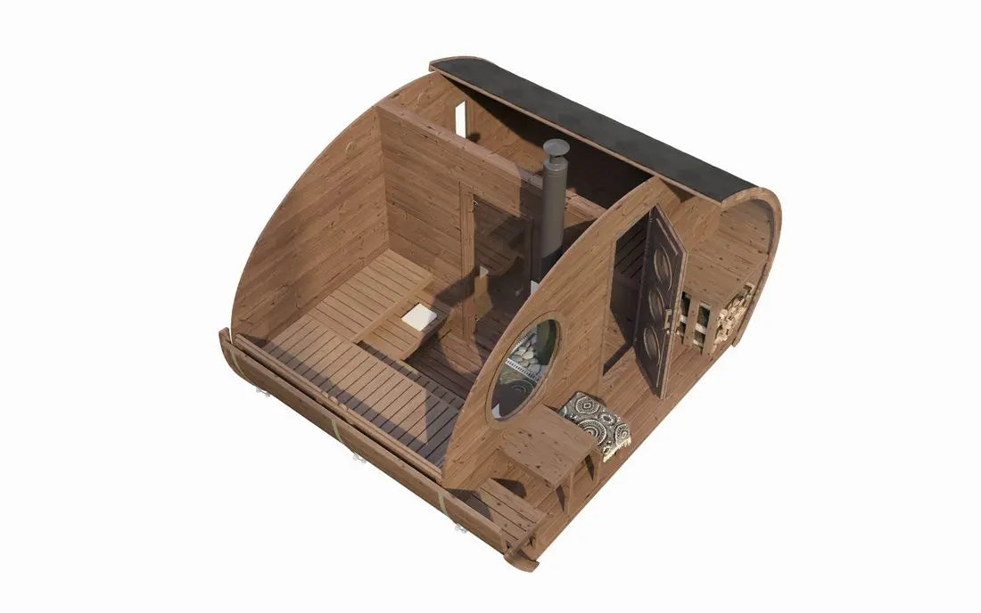 SaunaLife Model G11 (Garden-Series Outdoor Home Sauna Kit -2 Room Sauna - Up to 8 Persons) SaunaLife