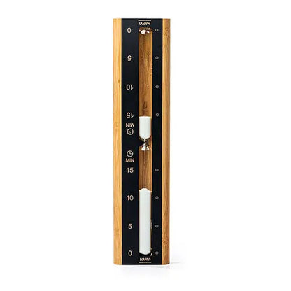 Narvi Black Sand Timer (Sand Timer, Black w/ Bamboo Frame, 15 Mins) Narvi