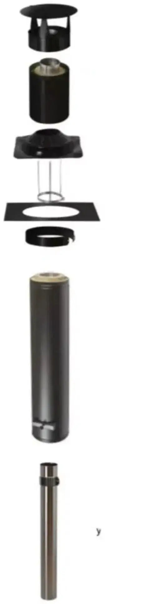 Narvi Flue 15 (Chimney Flue, Straight Rubber Flange, Black 255/120x1500) Narvi