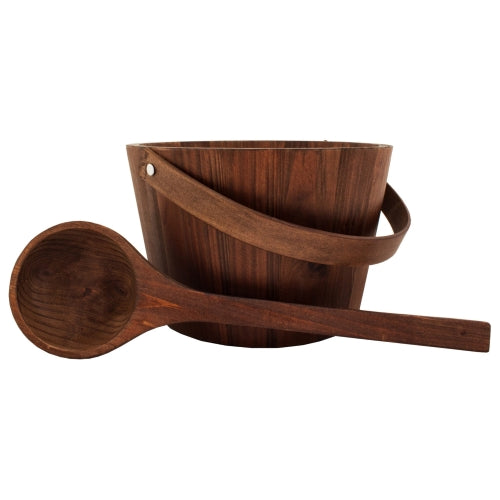 PROSAUNAS Spruce Wood Sauna Pail 1-Gal with Bail Handle and Ladle