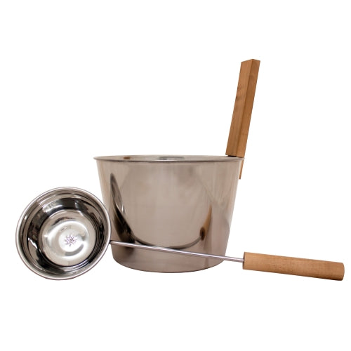 PROSAUNAS Stainless Steel Sauna Bucket 1-Gal with Upright Handle and Ladle