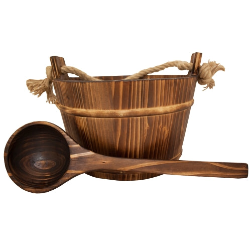 PROSAUNAS Lined Spruce Sauna Bucket 1-Gal with Rope Handle and Ladle