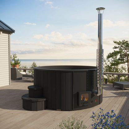 SaunaLife Model S4B (Soak-Series Home Wood-Burning Hot Tub, Black, Up to 6 Persons) SaunaLife