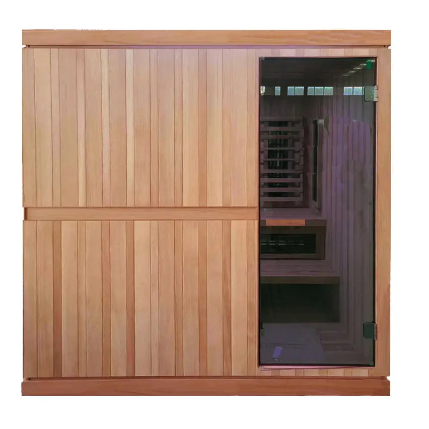 Finnmark FD-5 Trinity XL Infrared & Steam Sauna Combo (4-Person Home Sauna with Infrared and Traditional Sauna Heater, 75"W x 64"D x 83"H) Finnmark