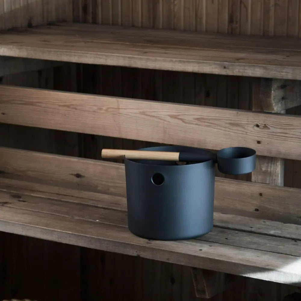 KOLO Bucket and Ladle (Sauna Bucket and Ladle Set, Bamboo/Aluminum, 1Gal) KOLO