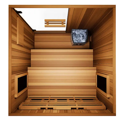 Finnmark FD-4 Trinity Infrared & Steam Sauna Combo (2-Person Home Sauna with Infrared & Traditional Heater 48"W x 48"D x 83"H) Finnmark