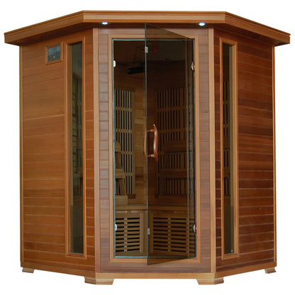 Whistler 4-Person Cedar Corner Infrared Sauna with 10 Carbon Heaters