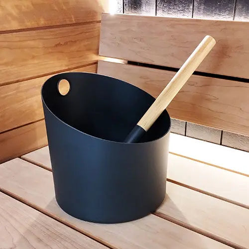 KOLO Sauna Set 4 (Sauna Bucket and Ladle Set, Bamboo/Aluminum, 1 Gal) KOLO