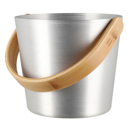 Rento Sauna Bucket Aluminum with Thermo Bamboo Curved Handle