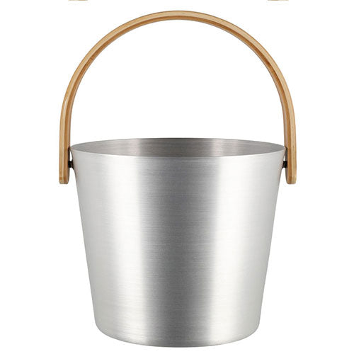 Rento Sauna Bucket Aluminum with Thermo Bamboo Curved Handle