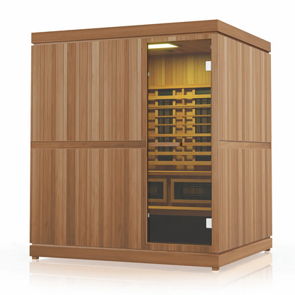 Finnmark FD-5 Trinity XL Infrared & Steam Sauna Combo (4-Person Home Sauna with Infrared and Traditional Sauna Heater, 75"W x 64"D x 83"H) Finnmark