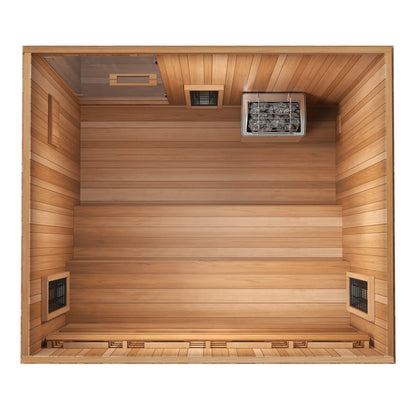 Finnmark FD-5 Trinity XL Infrared & Steam Sauna Combo (4-Person Home Sauna with Infrared and Traditional Sauna Heater, 75"W x 64"D x 83"H) Finnmark